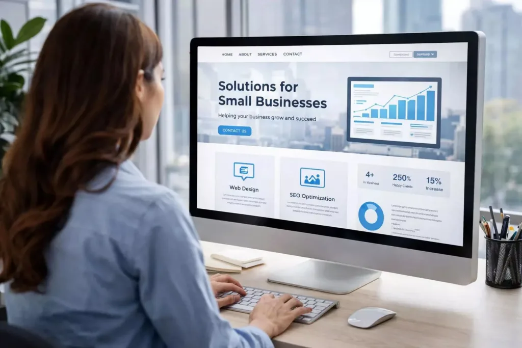 Professional business website displayed on a laptop